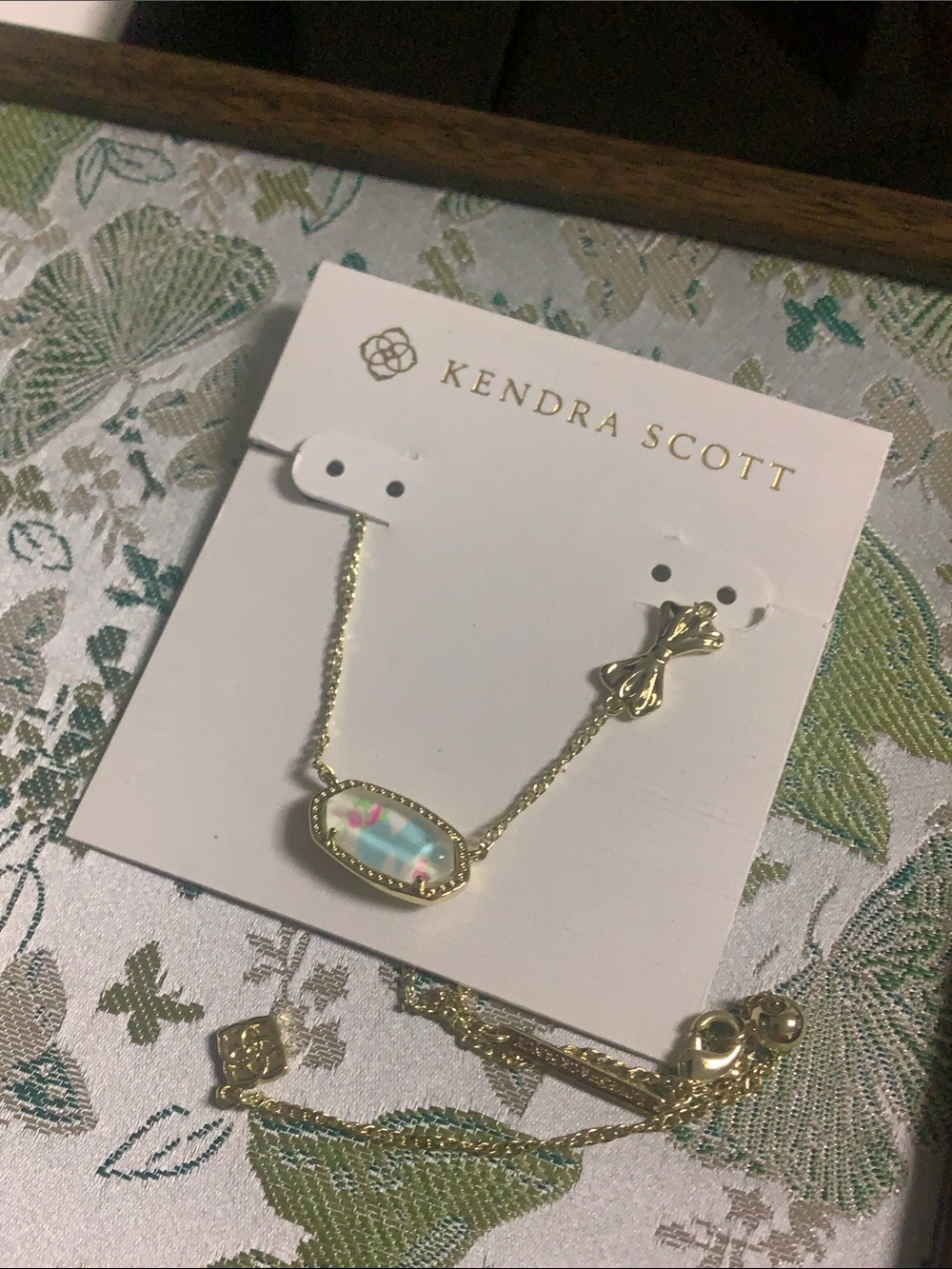 Kendra Scott Gold Necklace with Iridescent Pastel Stone
